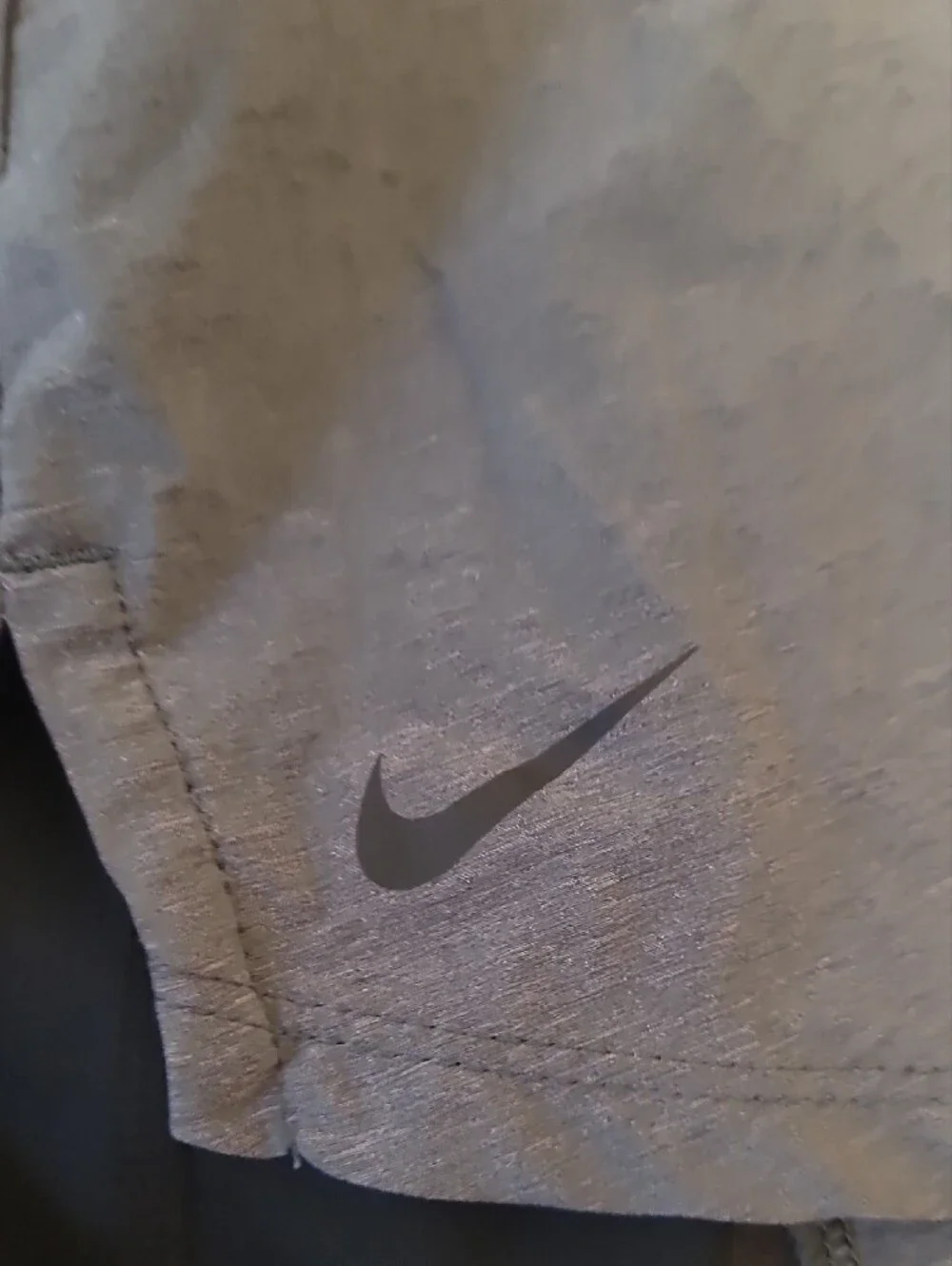 Nike Women's Gray Athletic Shorts with Black Liner and 'Just Do It' Waistband